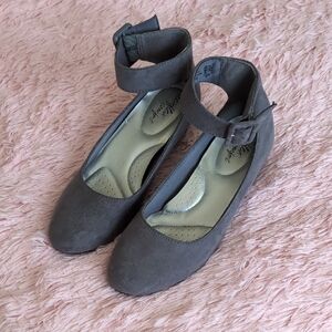 Gray Ankle Strap Women's Shoes
